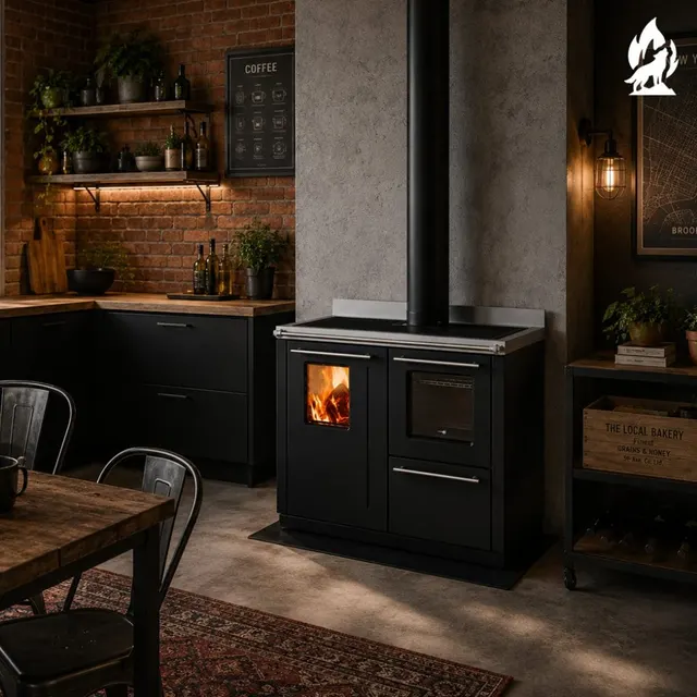 Piec kuchenny na drewno Thermorossi Bosky F30 Square RtS stal czarny