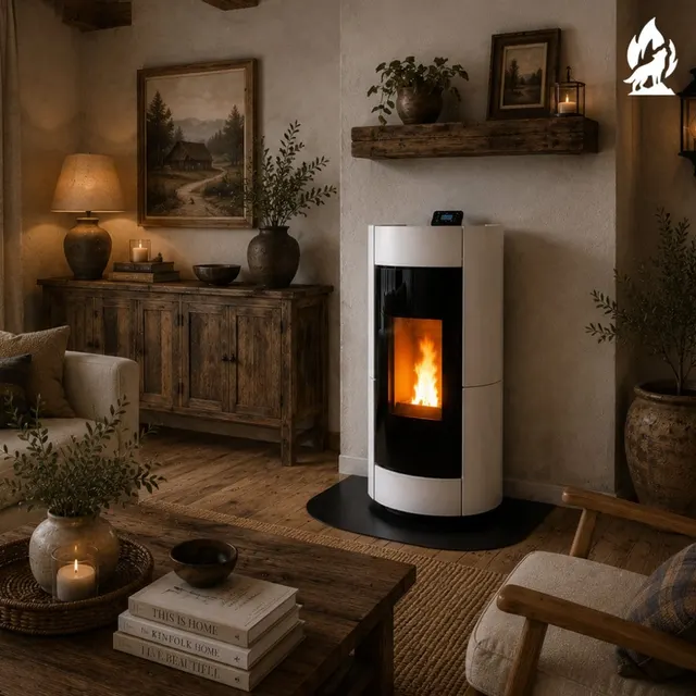 Pellet stove Thermorossi Chic Supreme Idra Maiolica white