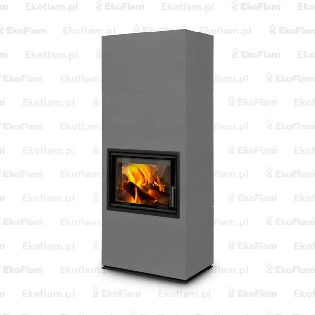 Kominek na drewno Romotop Solid F Top ceramika w kolorze srebrnym