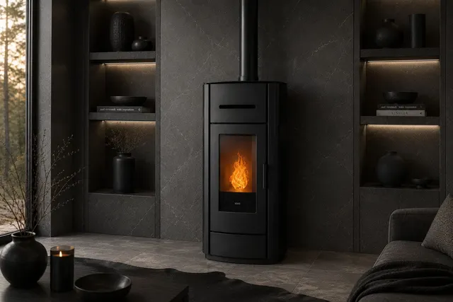 Kominek na pellet Klover Kros 80 Air w czarnej stali