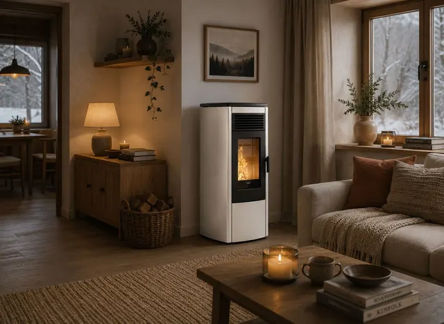 Pellet stove Klover Aura 100 Multi-Air steel avorio