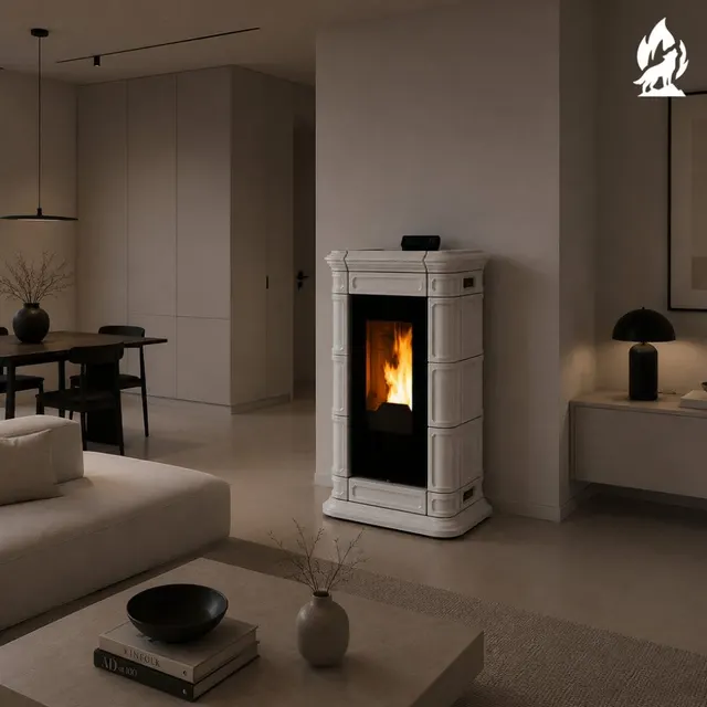 Pellet stove Thermorossi Saint Moritz Supreme Idra Maiolica white