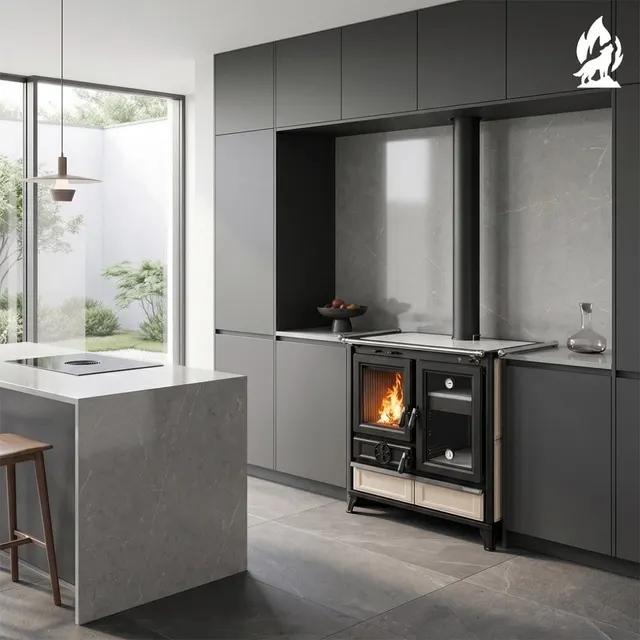 Wood-burning cooker Thermorossi Melissa Maiolica beige