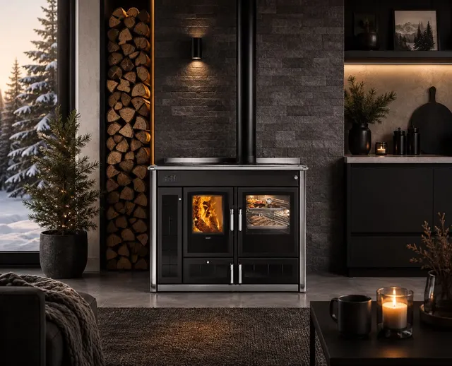 Wood-burning cooker Klover Altea 110 Plus Maiolica black