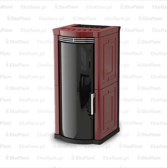 Bordowy kominek na drewno Moretti Design Elegance Wood