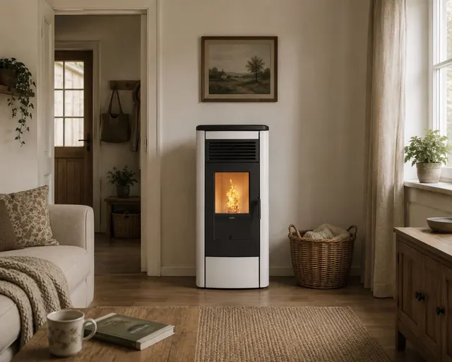 Pellet stove Klover Aura 80 Multi-Air steel avorio