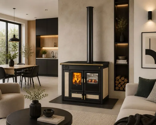 Wood-burning cooker Klover Altea 110 Country gres sahara