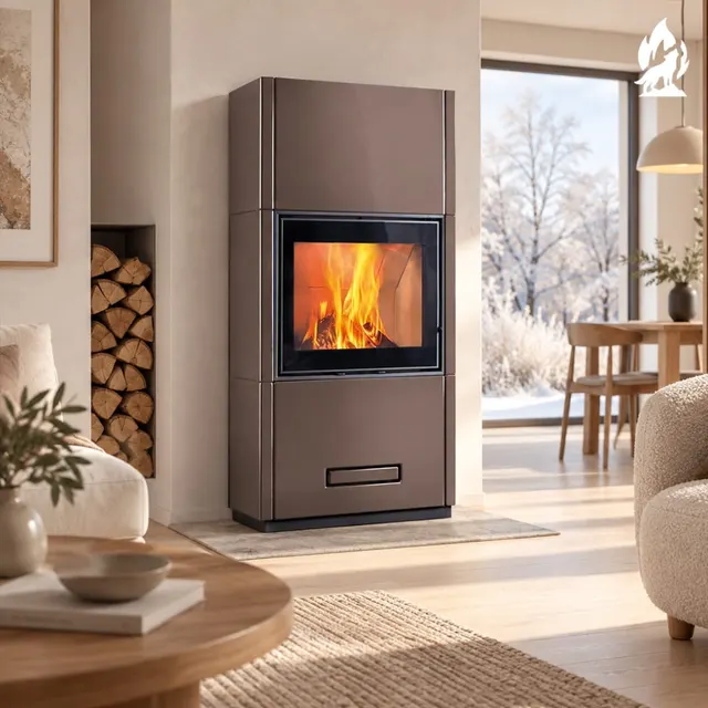 Kominek na drewno Piazzetta Davos Wood MC 65/60 ceramika brązowa