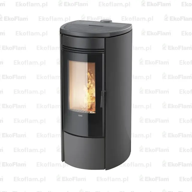 Kominek na pellet Klover Oblo Air stal czarna z różnymi detalami