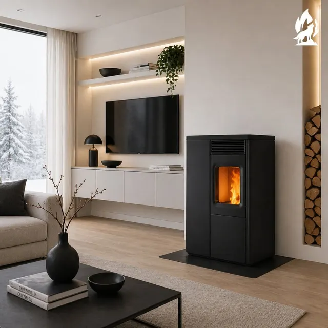 Pellet stove Nobis 6/9 N70 Slim Coax V steel black