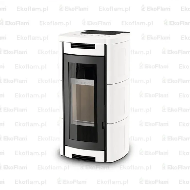 Biały kominek na drewno Moretti Design Aladino Wood