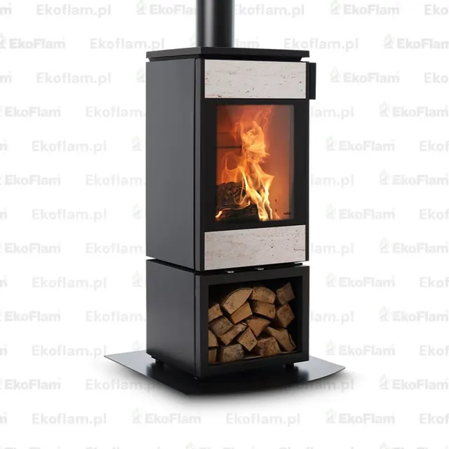 Wood-burning stove Nobis 8/10 Flat 770 gres travertine