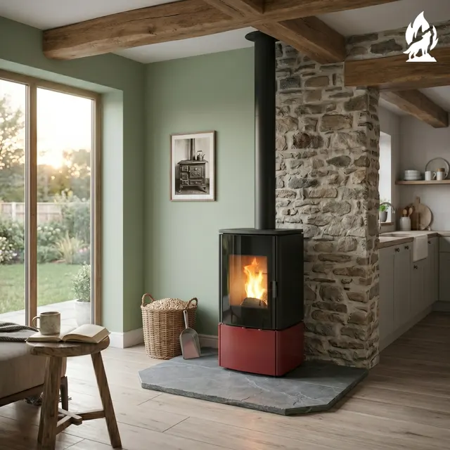 Wood-burning stove Nobis 8/10 Zenith 400 Maiolica bordo