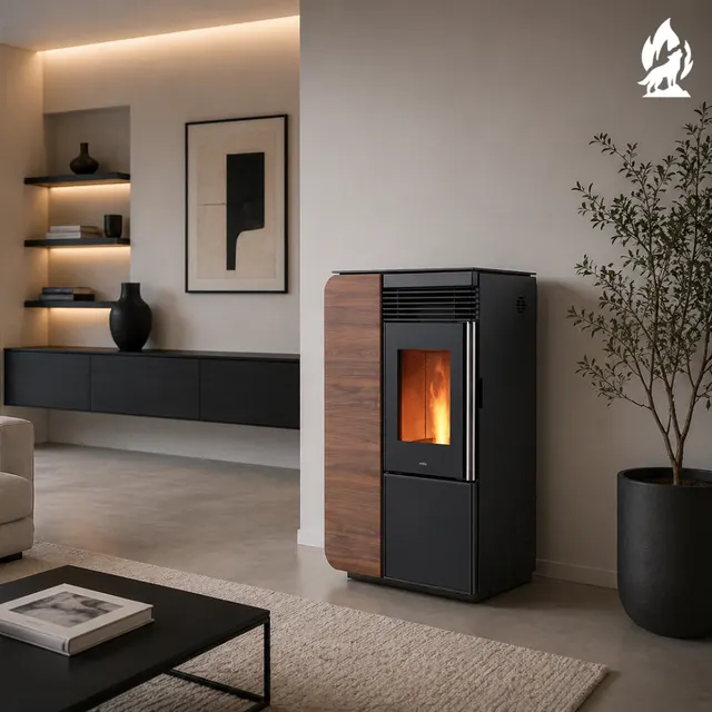 Pellet stove Nobis A10 Light Style Coax wood walnut