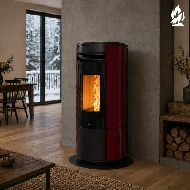 Pellet stove Nobis A11/13 Round V steel bordo
