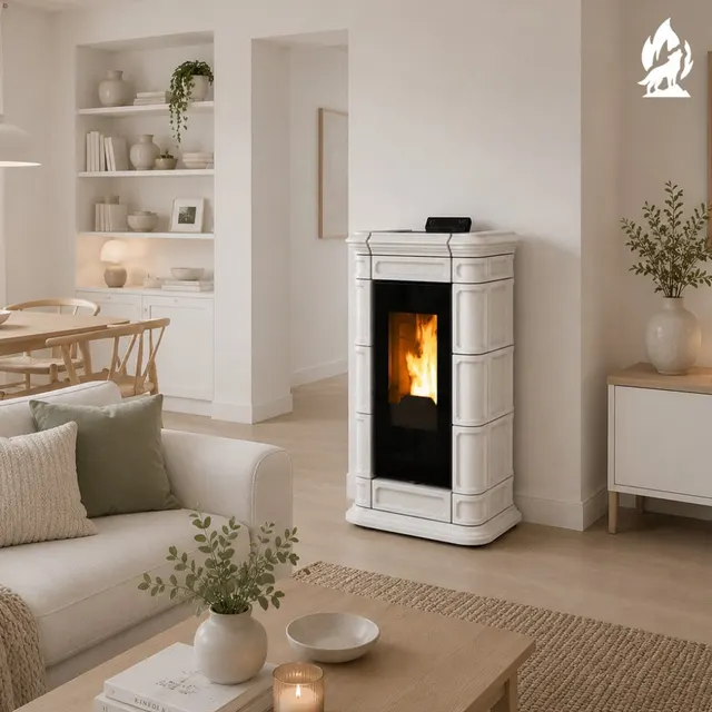 Pellet stove Thermorossi Saint Moritz Natural Plus Maiolica white