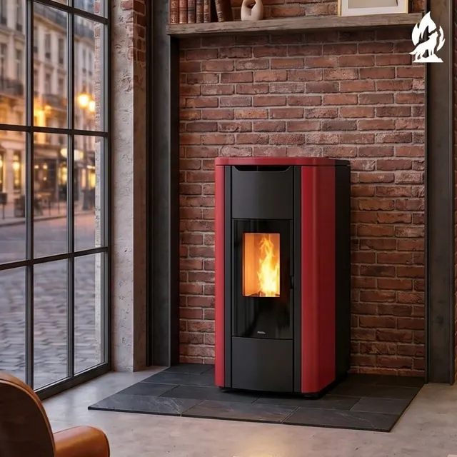 Kominek na pellet Nobis H20/25 Shape w kolorze bordowym