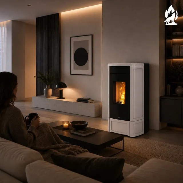 Pellet stove Nobis H14/17 Shape Maiolica white