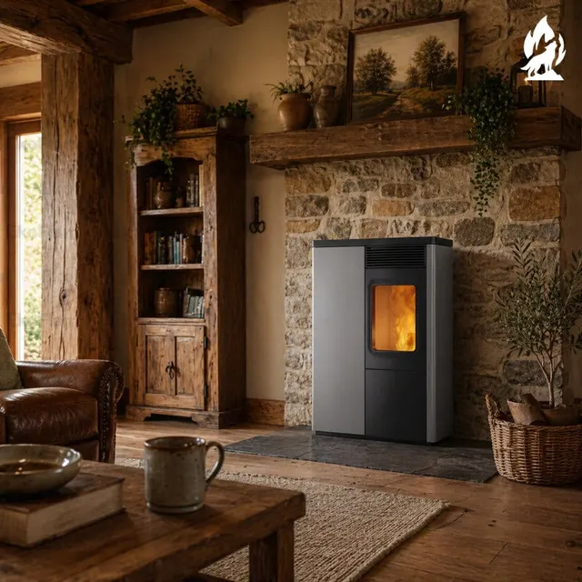 Pellet stove Nobis 6/9 N70 Slim V steel grey