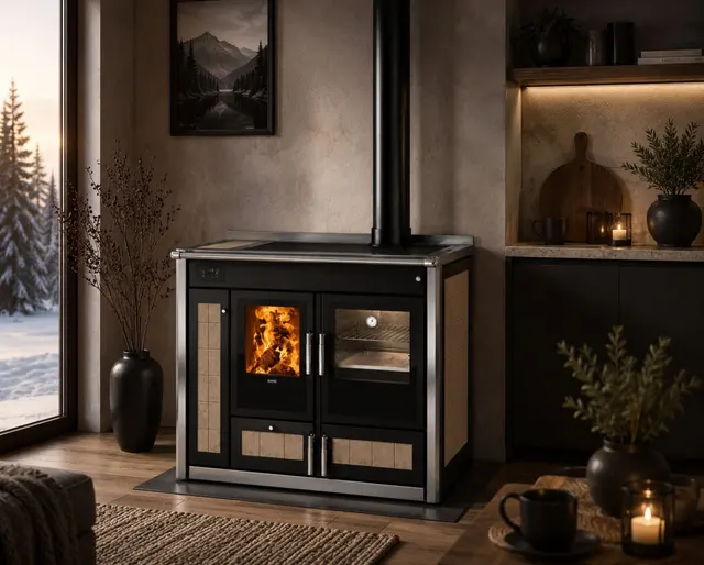 Wood-burning cooker Klover Altea 110 Plus Maiolica forum beige