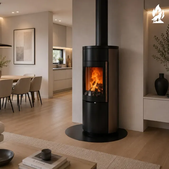Wood-burning stove Nobis Round 900 steel bronze