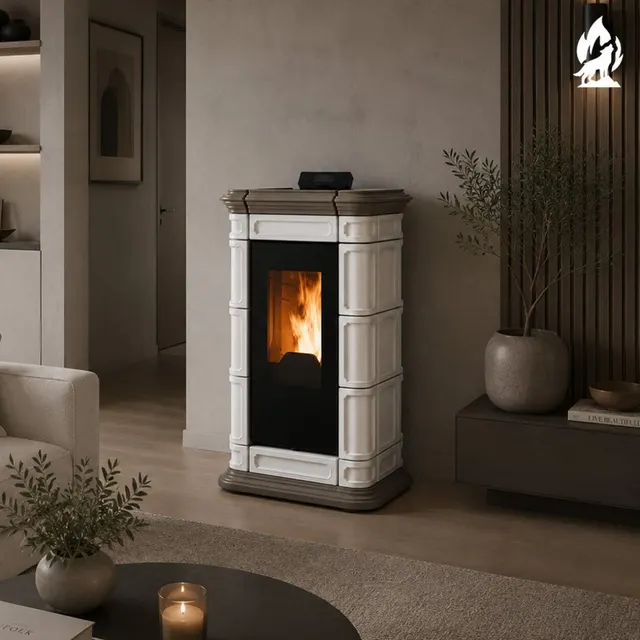 Kominek na pellet Thermorossi Saint Moritz Supreme w ceramice orzechowej