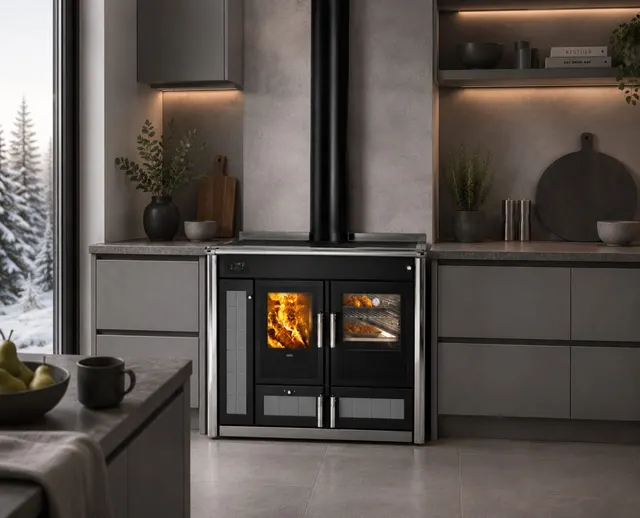 Wood-burning cooker Klover Altea 110 Plus Maiolica silver