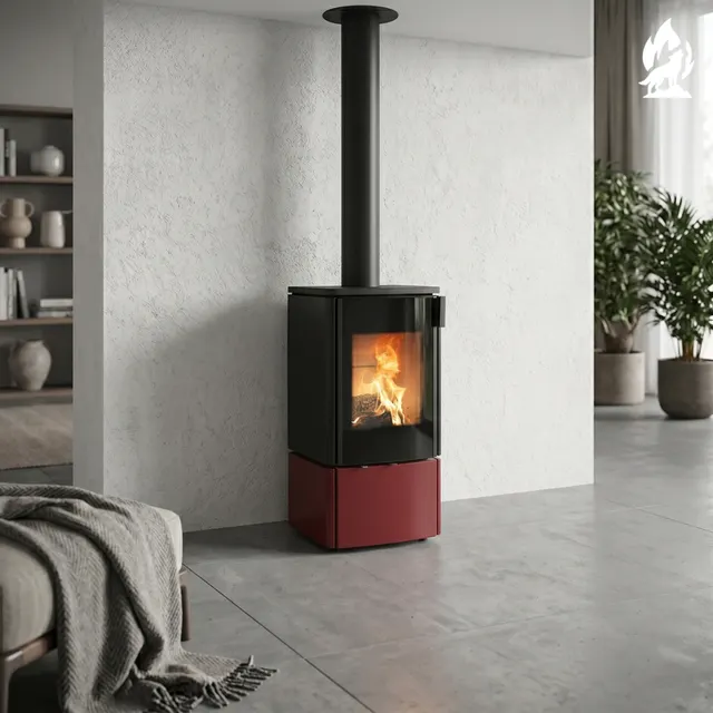 Wood-burning stove Nobis 8/10 Zenith 400 Maiolica bordo