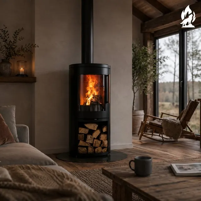 Wood-burning stove Nobis Round 880 steel black