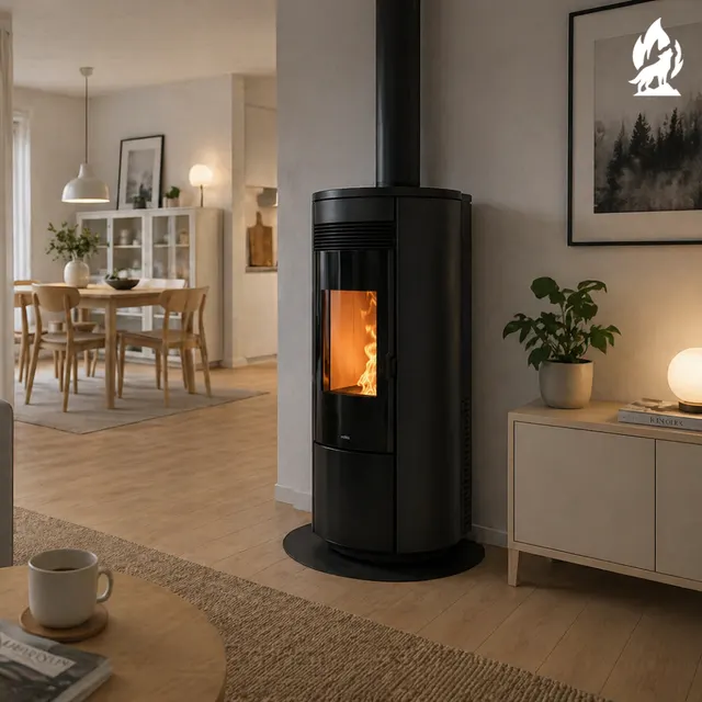 Pellet stove Nobis A11/13 Round TOP/C V Glass black