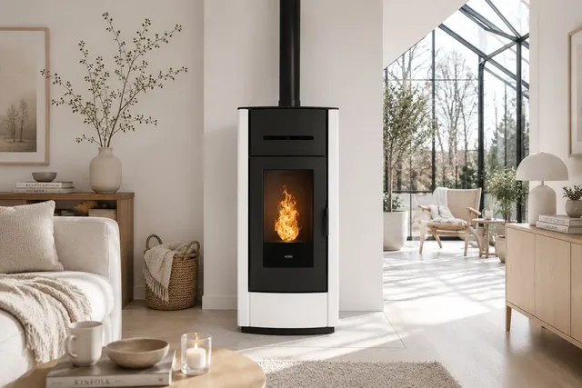 Pellet stove Klover Kros 80 Air steel avorio