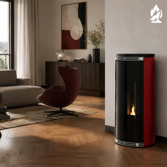 Pellet stove Moretti Design Harmony Aqua 19 glass bordo