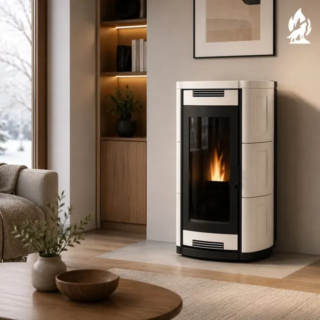 Pellet stove Moretti Design Prestige Aqua All Style 26 Maiolica white