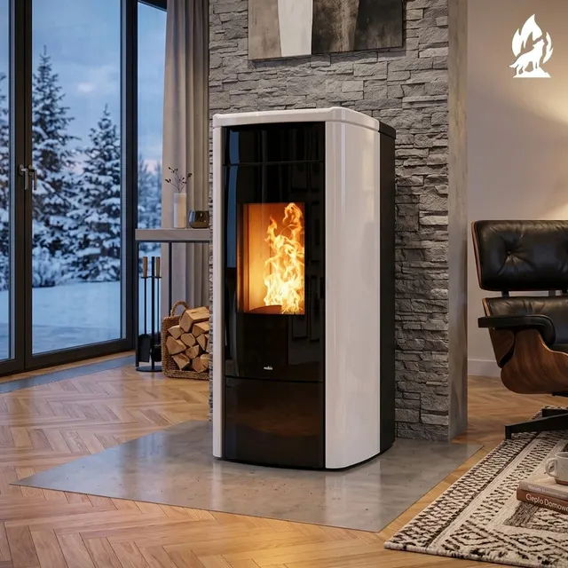 Kominek na pellet Nobis H14/17 Shape w kolorze białym