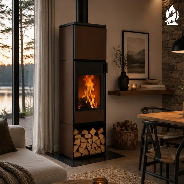 Wood-burning stove Nobis 8/10 Flat 300 steel bronze