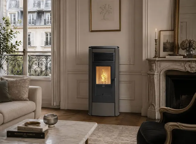 Pellet stove Klover Aura 80 Multi-Air steel bronze