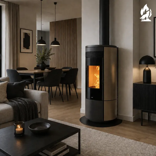 Pellet stove Nobis A11/13 Round Top/C V steel hazelnut