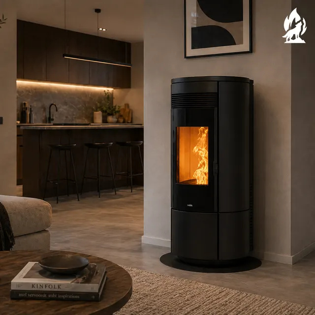 Pellet stove Nobis A11/13 Round V steel hazelnut