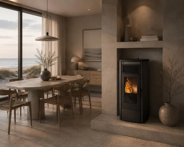 Pellet stove Klover Thermoaura steel black