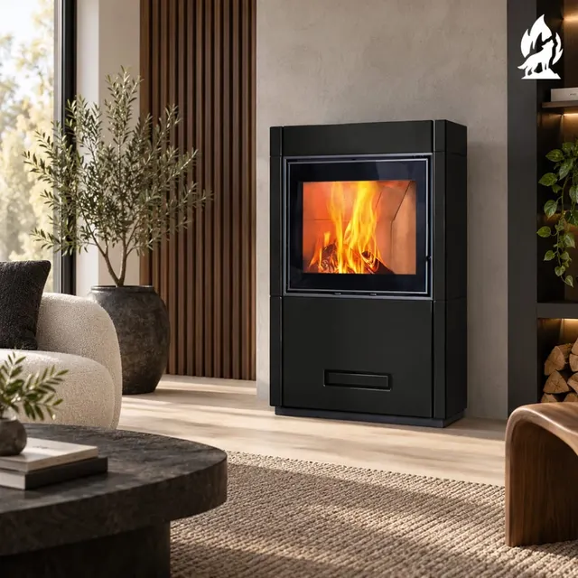 Kominek na drewno Piazzetta Lugano Wood MC 65/60 ceramika czarna