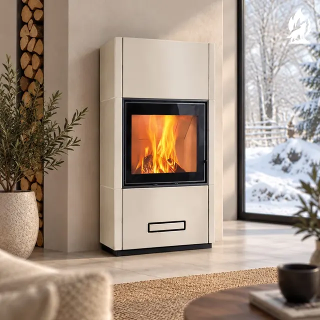 Kominek na drewno Piazzetta Berna Wood MC 65/60 ceramika biała