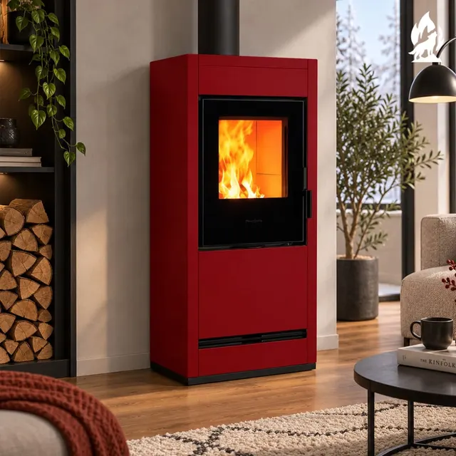 Kominek hybrydowy Piazzetta E228 A ceramika bordowa