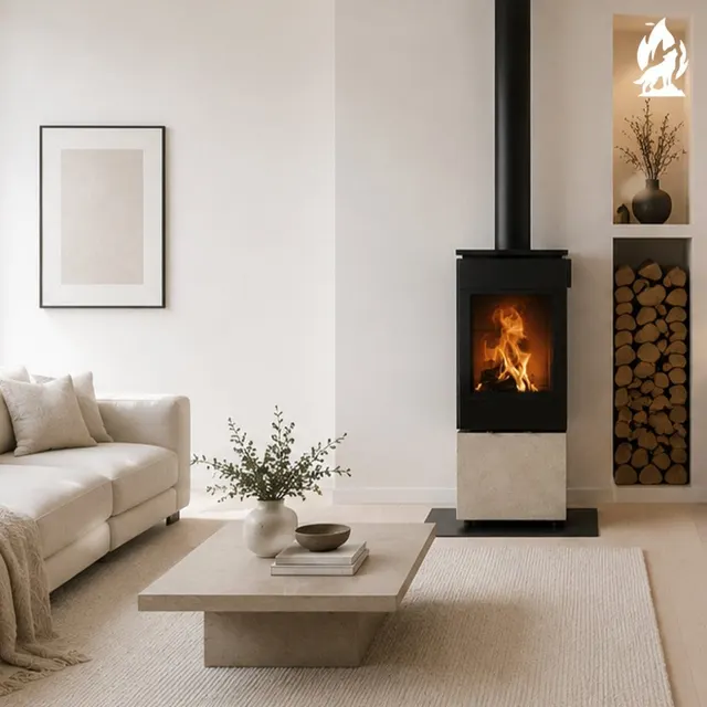 Wood-burning stove Nobis 8/10 Flat 500 gres travertine
