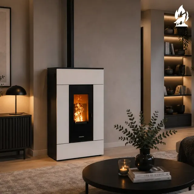 Pellet stove Thermorossi SlimQuadro Lumia glass white