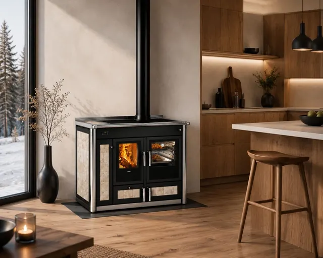 Wood-burning cooker Klover Altea 110 Plus Maiolica saxum
