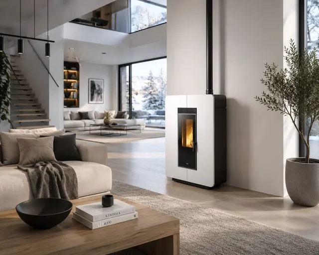 Kominek na pellet Klover Astra Multi-Air stal kość słoniowa