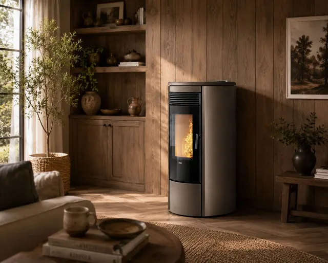 Kominek na pellet Klover Omega 120 Multi-Air stal brązowa