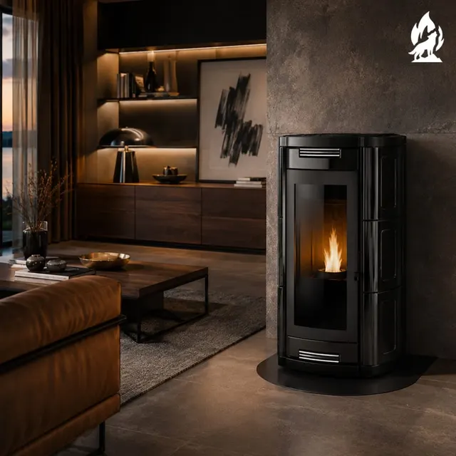 Pellet stove Moretti Design Prestige Aqua All Style 26 Maiolica black