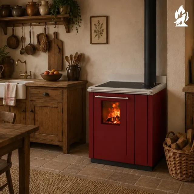 Piec kuchenny na drewno Thermorossi Bosky 30 Square stal bordowy