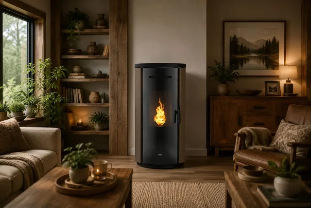 Kominek na pellet Klover Krono 80 Air w kolorze brązowym